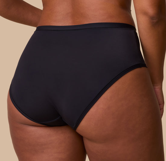 A detailed back view of the highwaist brief, emphasizing its comfortable construction and smooth fit.