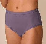 Close-up of the Bliss Highwaist Brief in Eclipse on Freya, focusing on the smooth waistband, mid-rise cut, and seamless leg openings for a no-show finish.