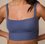 Detailed close-up of the front of the Bliss Square Neck Bralette in Twilight on Nemesis. The image highlights the soft, smooth fabric and square neckline.