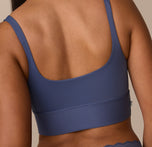 Close-up of the back of the Bliss Square Neck Bralette in Twilight on Nemesis. The image shows the scoop shape and wide, comfortable straps.