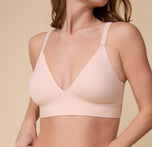 A close-up of the Bliss Triangle Bralette in Rose, focusing on the ultra-soft fabric and sleek, no-padding construction.