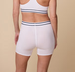 Back view of Gracie in the Cloud Cotton Retro Boxer Brief in White – Showcasing the smooth back design of the boxer brief. The elastic waistband sits comfortably around the waist for a secure fit.