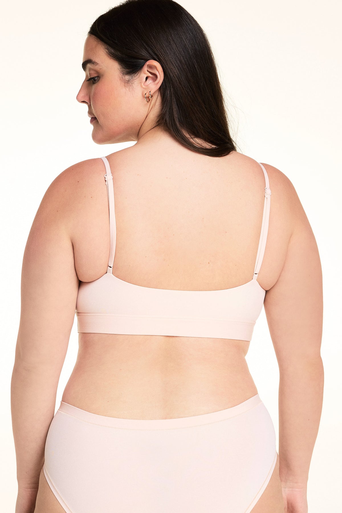 Back view of the Bliss Thin-Strap Scoop Bralette in Rose.