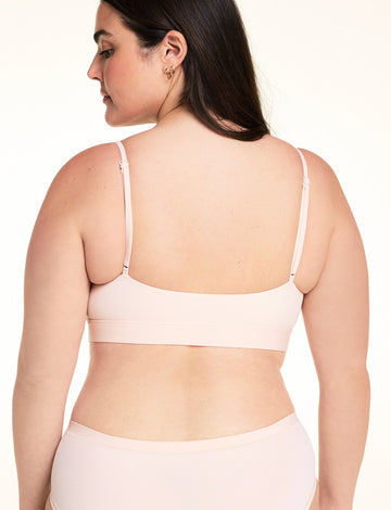 Back view of the Bliss Thin-Strap Scoop Bralette in Rose.
