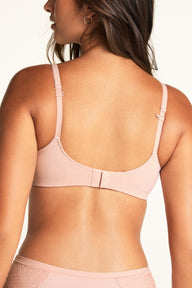 Side view of the Bliss Wirefree Bra in Ember Rose, showing the smooth wire-free cup silhouette and slim profile