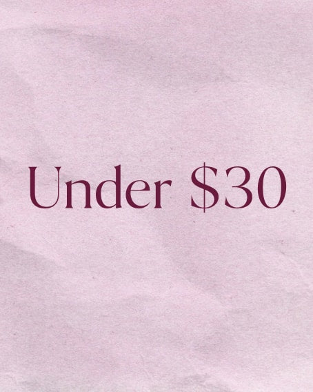 Blush pink crumpled paper background with text: "Under $30"