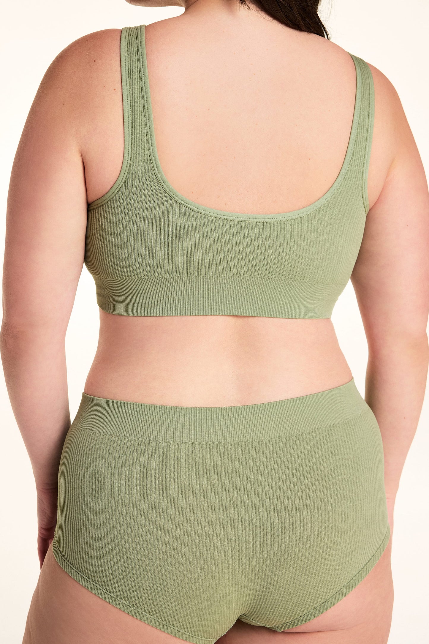 Ribbed Seamless Scoop Bralette - Dill