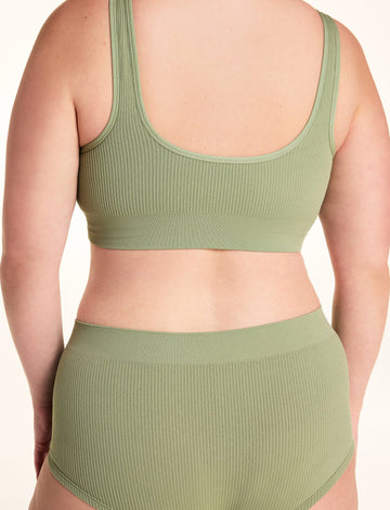 Ribbed Seamless Scoop Bralette - Dill
