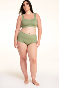 Ribbed Seamless Scoop Bralette - Dill