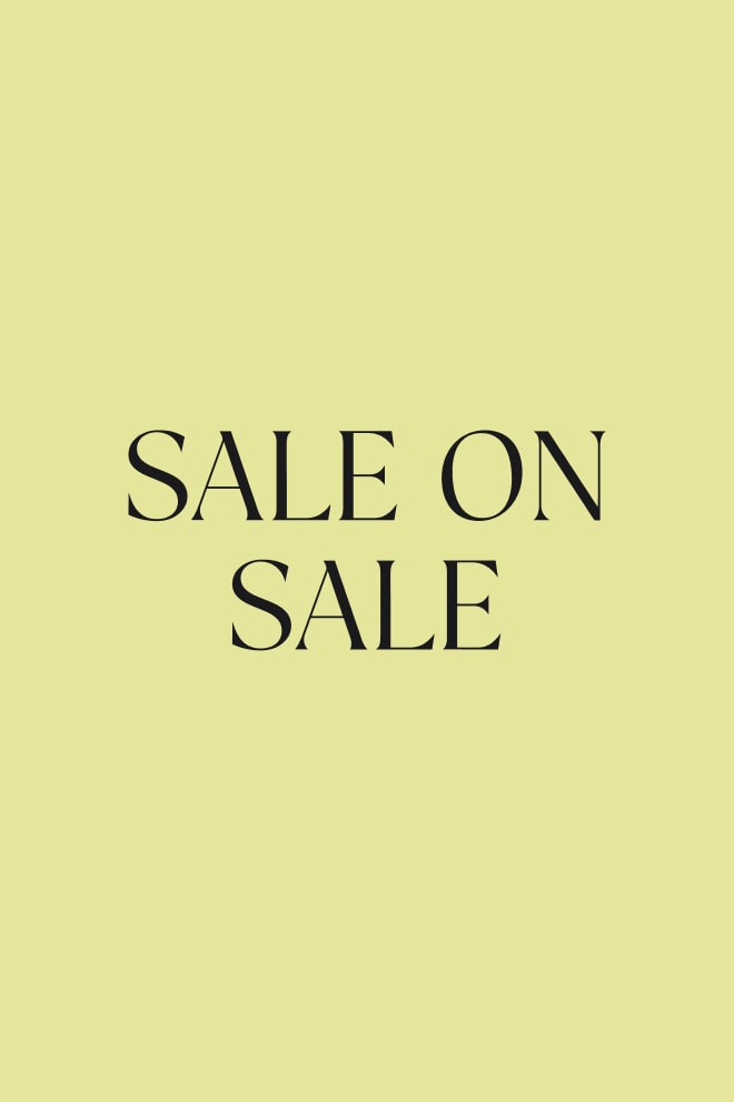 Black text on a light green yellow background that reads 'Sale on Sale'.