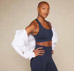 Flex ultra-soft convertible cross-back sports bra in Ink