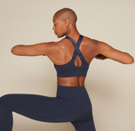 Flex ultra-soft convertible cross-back sports bra in Ink