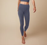 Anna wearing the Flex High Rise Legging and Flex Active Tank in Slate, showcasing the full front view and high rise fit. sizing: Anna wears size Small