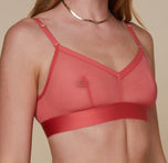 Close up of the front of the Luxe Mesh Bralette showing the front adjusting straps.