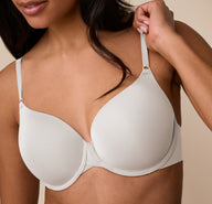 Side view detail of the Base T-Shirt Bra in Frost, focusing on the smooth finish and adjustable strap placement.