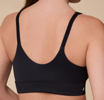 A detailed back view of the Bliss Nursing Bra in Black, featuring a wide band and adjustable straps for a secure fit.