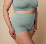 A detailed shot of the highwaist design, accentuating the soft cotton texture and smooth stitching.
