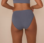 Back view of Nemesis in the French Cut Brief in Slate, showcasing moderate back coverage and a smooth fit through the hips.