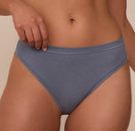 Close-up front view of the French Cut Brief in Slate. The image highlights the soft cotton fabric and flat seams for everyday comfort.