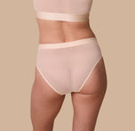 Rear view of the ComfortMesh™ Highwaist Brief in Pearl. The soft, breathable fabric hugs the curves gently, while the high-rise waistband provides a supportive fit.