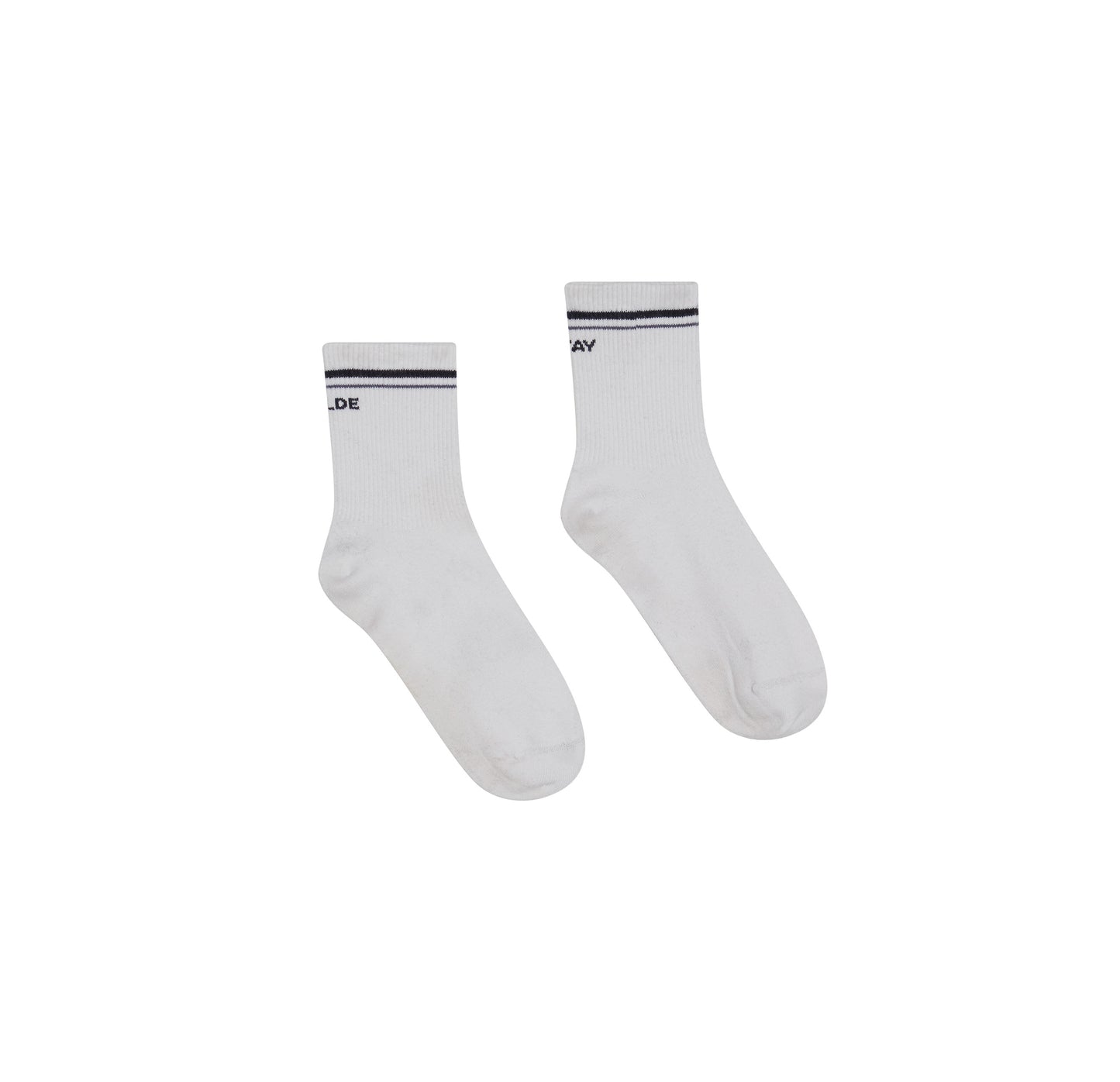 Flatlay of the Stay Wilde Quarter Crew Socks in White