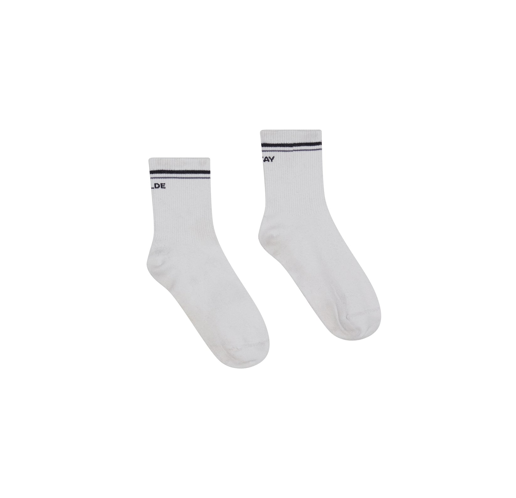 Flatlay of the Stay Wilde Quarter Crew Socks in White
