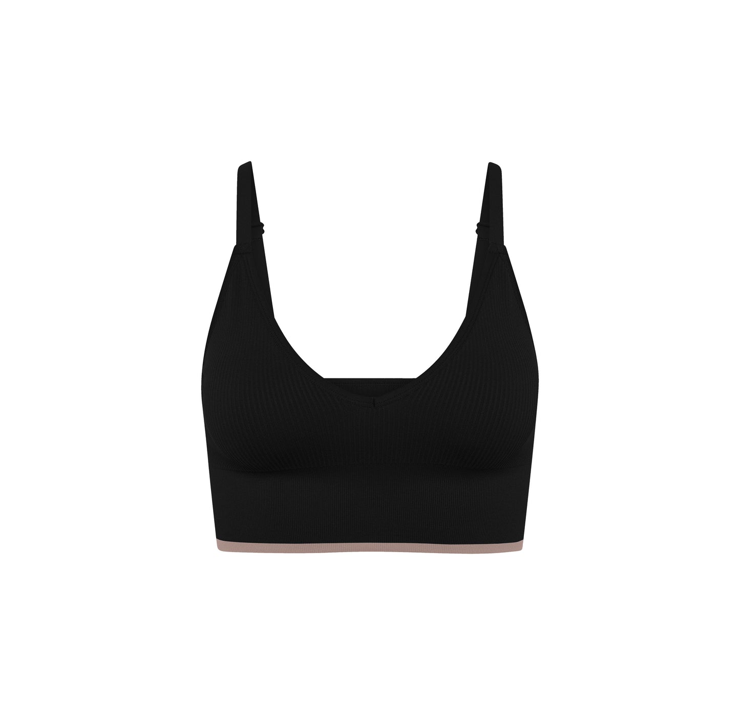 Flatlay of the Lounge Rib Triangle Bralette in Black