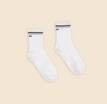 Flat lay of the Quarter Crew Socks in the color White.