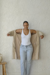 Bliss Plunge Bodysuit - Beige