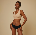 Woman wearing the bliss hiphugger in color black