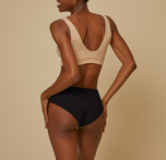 Woman wearing the bliss hiphugger in color black